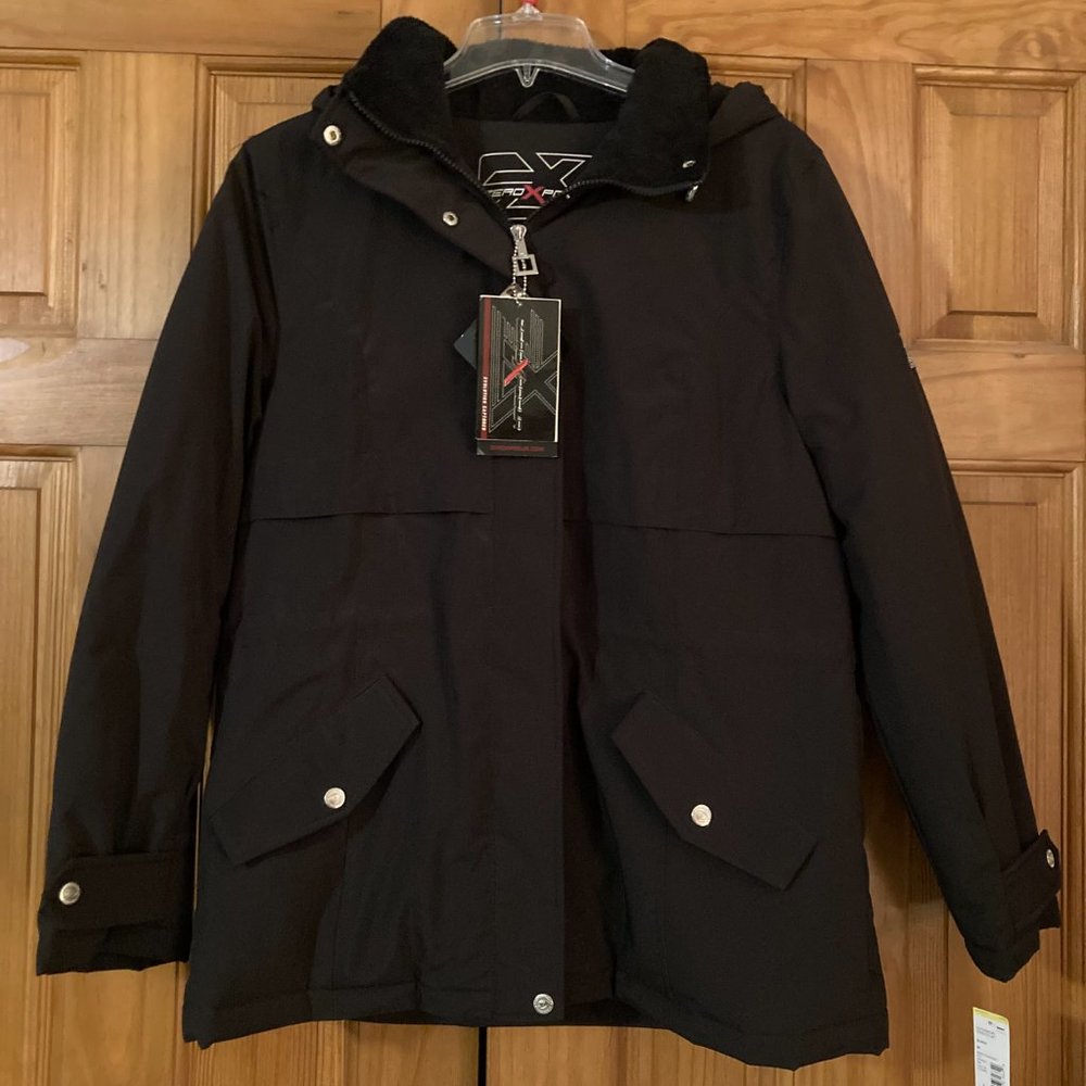 NWT ZeroXposur Vintage 90s Coat Insulated Stretch Jacket Black Size L Large